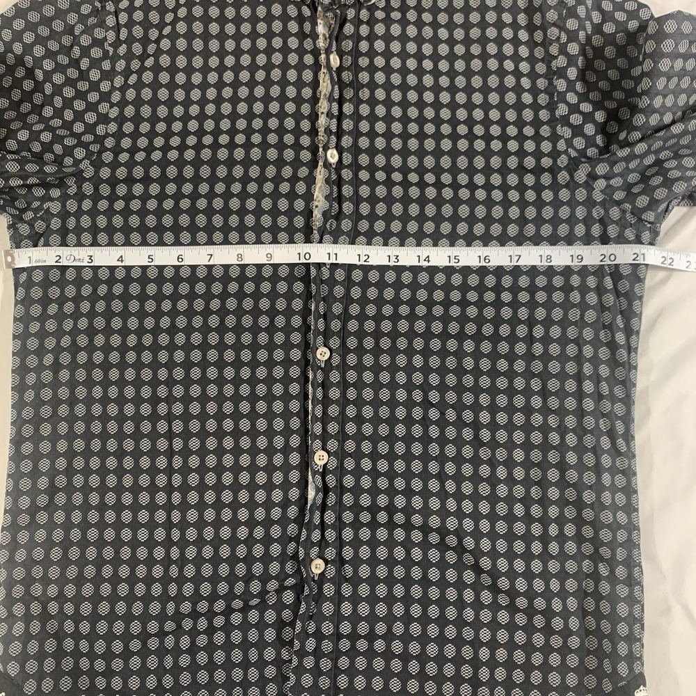 Coogi Luxe Button Down Shirt Mens M Grey Black Geometric Paisley Trim Designer - Picture 7 of 11